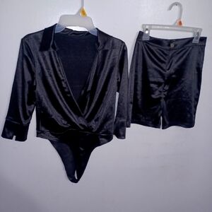 Black Dressy 2 Piece Short Outfit- W Sz Small